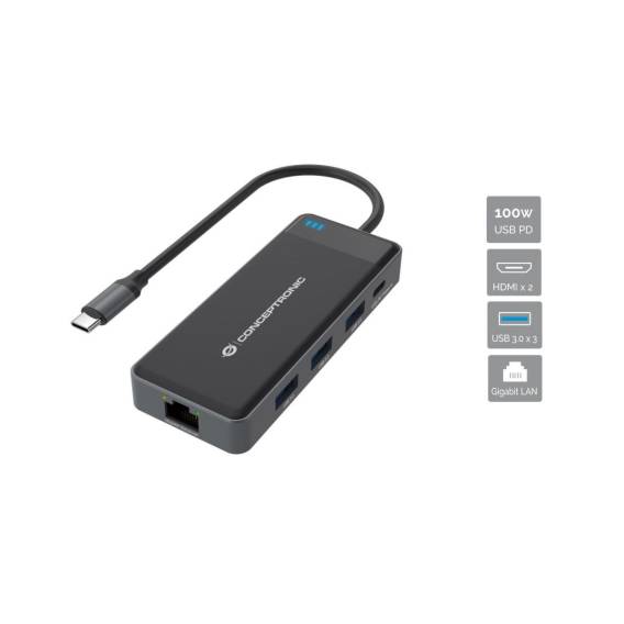 Obrázok pre Conceptronic DONN14G dokovací stanice/replikátor portů Kabel USB 3.2 Gen 1 (3.1 Gen 1) Type-C Šedá