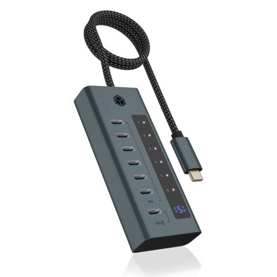 Obrázok pre ICY BOX IB-HUB1457-C31 USB 3.2 Gen 1 (3.1 Gen 1) Type-C 10000 Mbit/s Modrá, Šedá