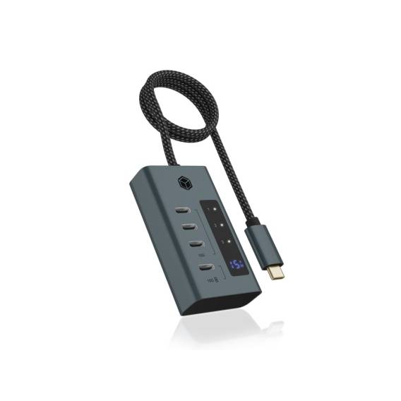 Obrázok pre ICY BOX IB-HUB1454-C31 USB 3.2 Gen 1 (3.1 Gen 1) Type-C 10000 Mbit/s Modrá, Šedá