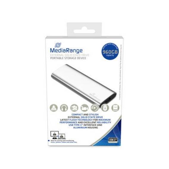 Obrázok pre MediaRange MR1103 externí SSD disk 900 GB USB typu C 3.2 Gen 2 (3.1 Gen 2) Stříbrná