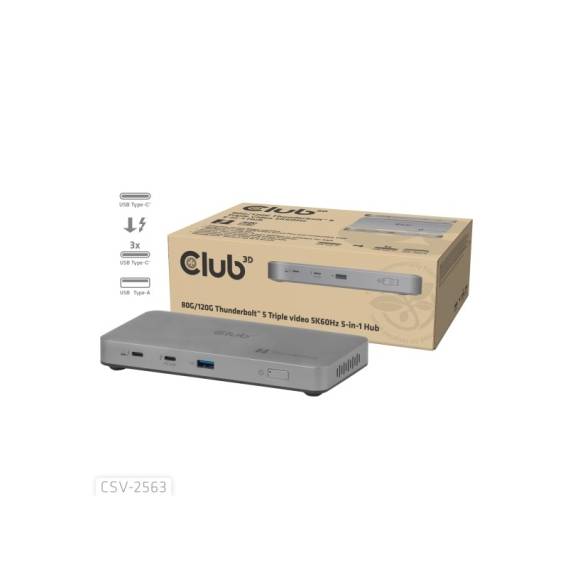 Obrázok pre CLUB3D CSV-2563 dokovací stanice/replikátor portů Thunderbolt 5 Stříbrná