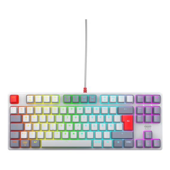 Obrázok pre CHERRY K4V2 TKL klávesnice Hraní USB QWERTZ Německý Šedá, Světle šedá, Červená