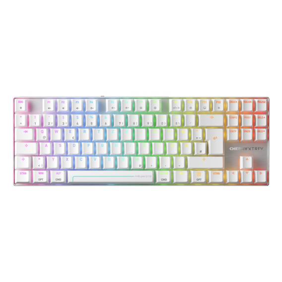 Obrázok pre CHERRY MX 8.2 Pro TMR Wireless klávesnice Hraní USB + RF Wireless + Bluetooth QWERTZ Německý Stříbrná, Bílá