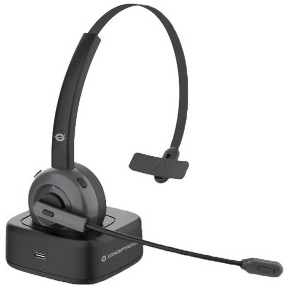 Obrázok pre Conceptronic POLONA03BD sluchátka / náhlavní souprava Sluchátka s mikrofonem Bezdrátový Přes hlavu Kancelář / call centrum Bluetooth Nabíjecí podstavec Černá