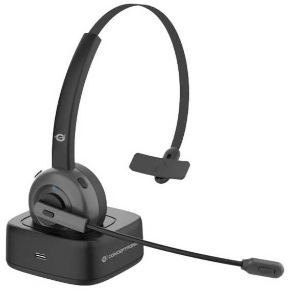 Obrázok pre Conceptronic POLONA03BDA sluchátka / náhlavní souprava Bezdrátový Přes hlavu Kancelář / call centrum Bluetooth Nabíjecí podstavec Černá