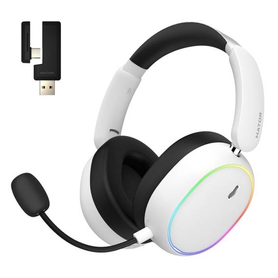 Obrázok pre HATOR Phoenix 2 Wireless Sluchátka s mikrofonem Kabelový a bezdrátový Přes hlavu Hraní USB Type-C / USB Type-A Bluetooth Bílá