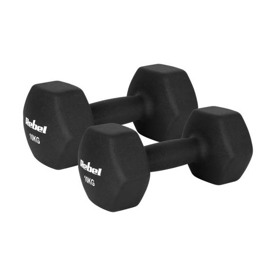 Obrázok pre Hantelki żeliwne neoprenowe HEX 2x10kg, REBEL ACTIVE