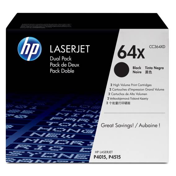 Obrázok pre HP 64X Dvojbalení černé originální tonerové kazety LaserJet s vysokou výtěžností