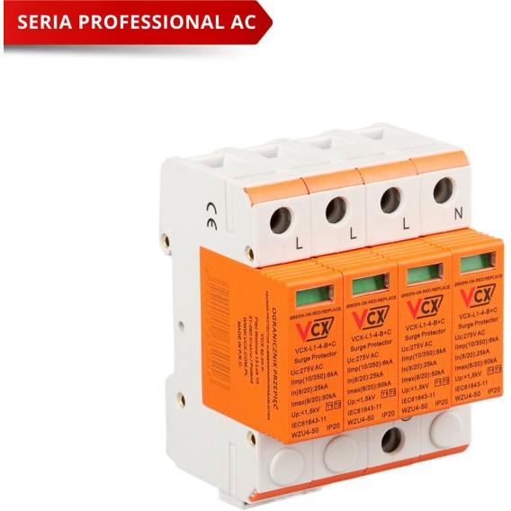 Obrázok pre Surge Arrester Class B+C 4P (T1T2) 6kA VCX Prof