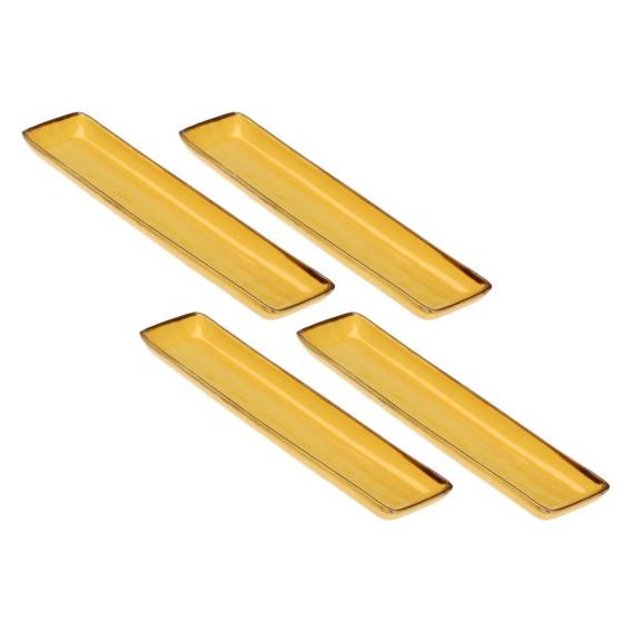 Obrázok pre Set of 4 Concerto Ocra Rectangular Trays - Yellow, 32 x 8 cm