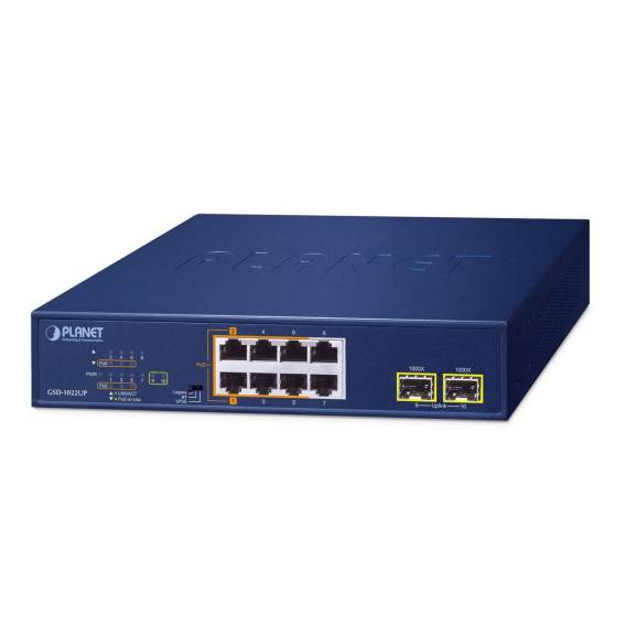 Obrázok pre PLANET 2-Port 10/100/1000T 802.3bt Nespravované Gigabit Ethernet (10/100/1000) Podpora napájení po Ethernetu (PoE) Modrá