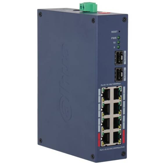 Obrázok pre Dahua Technology CHS4210-8GT-110 síťový přepínač Řízený L2 Gigabit Ethernet (10/100/1000) Podpora napájení po Ethernetu (PoE) DIN rail Tmavě modrá