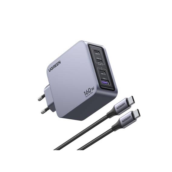 Obrázok pre Ugreen Nexode Pro 160W GaN Charger with USB-C Cable Univerzální Černá, Šedá AC Rychlé nabíjení Vnitřní