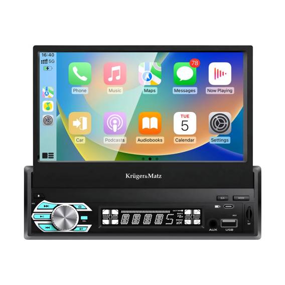 Obrázok pre Radio samochodowe Kruger&Matz KM2018 z wysuwanym ekranem 7" CarPlay/AndroidAuto