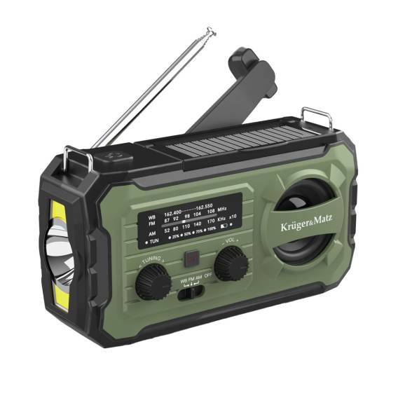 Obrázok pre Radio solarne, przenośne radio awaryjne SOS, powerbank 10000mAh, latarka, dynamo, Kruger&Matz