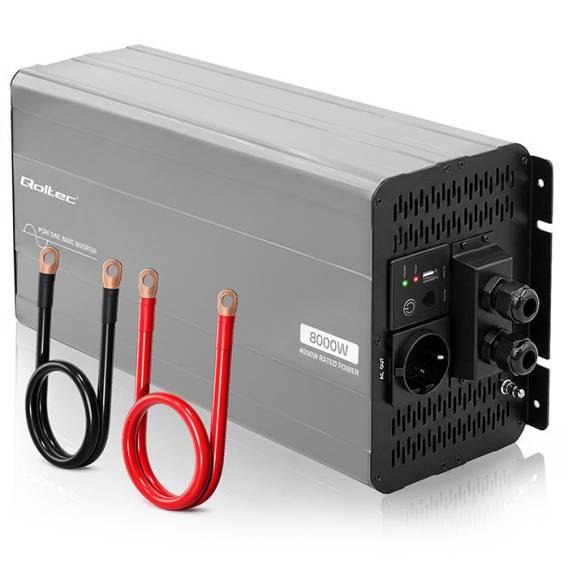 Obrázok pre Qoltec Przetwornica napięcia Pure Sine Wave | 12V na 230V | 4000/8000W | USB | Kompatybilna z LiFePO4 GEL AGM