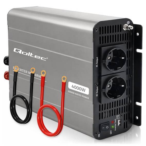 Obrázok pre Qoltec Przetwornica napięcia MS Wave | 12V na 230V | 2000/4000W | USB | Kompatybilna z LiFePO4 GEL AGM