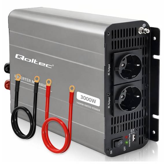 Obrázok pre Qoltec Przetwornica napięcia MS Wave | 12V na 230V | 1500/3000W | USB | Kompatybilna z LiFePO4 GEL AGM