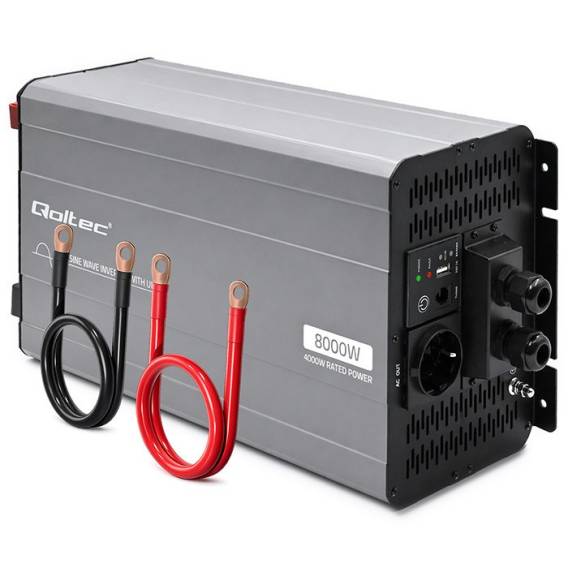 Obrázok pre Qoltec Przetwornica napięcia Pure Sine Wave | 12V na 230V | 4000/8000W | UPS BYPASS | USB | Kompatybilna z LiFePO4 GEL AGM