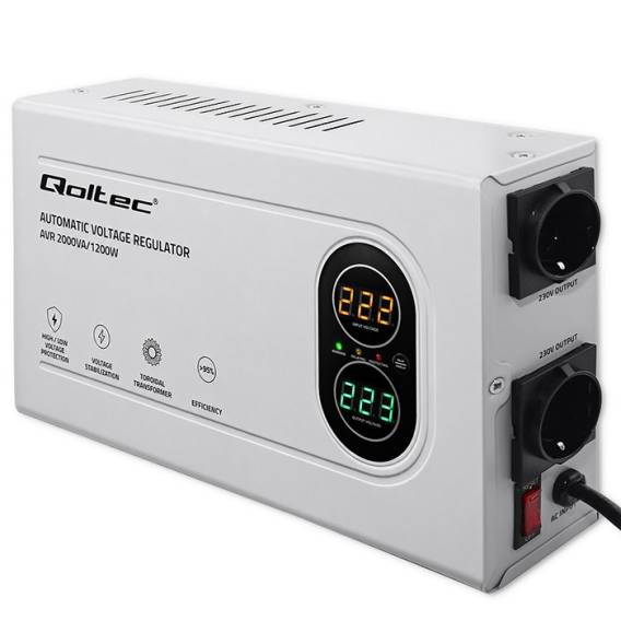 Obrázok pre Qoltec Automatyczny Stabilizator napięcia AVR 2000VA | 1200W | Compact | Toroidalny transformator