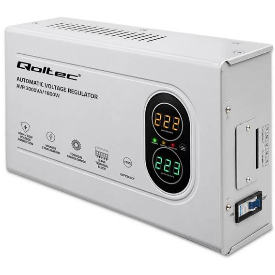 Obrázok pre Qoltec Automatyczny Stabilizator napięcia AVR 3000VA | 1800W | Compact | Toroidalny transformator