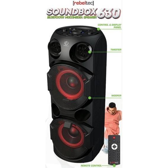 Obrázok pre Rebeltec SoundBox 630 Přenosný stereofonní reproduktor Bluetooth černý, 70 W RMS