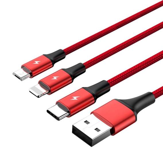 Obrázok pre UNITEK C4049RD USB kabel 1,2 m USB A USB C/Micro-USB B/Svítivě červený