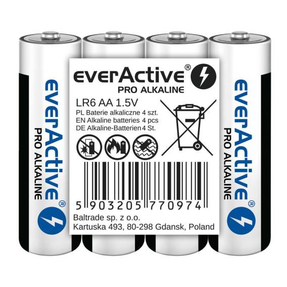 Obrázok pre Alkalické baterie everActive Pro Alkaline LR6 AA - 4 kusy