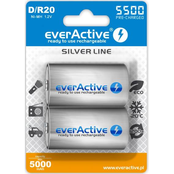 Obrázok pre Akumulátory everActive R20/D Ni-MH 5500 mAh ready to use