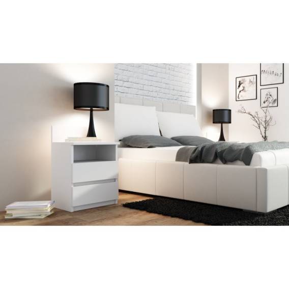 Obrázok pre Topeshop M1 BIEL MAT noční stolek 2 zásuvka/zásuvek Bílá