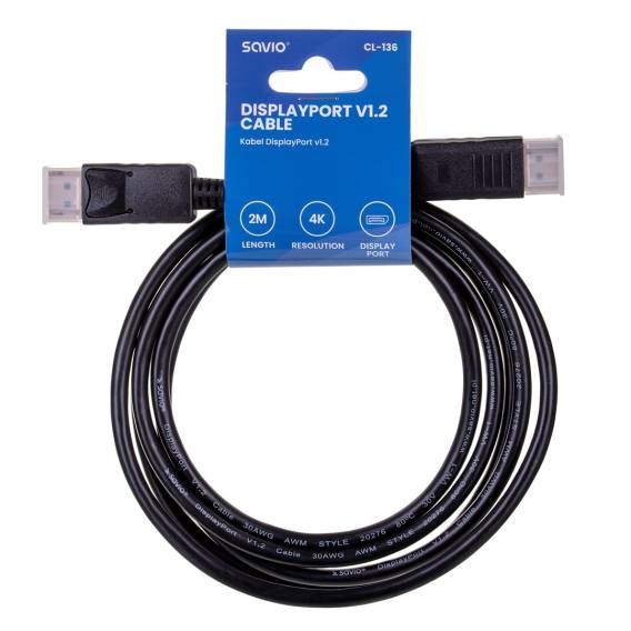 Obrázok pre Savio CL-136 DisplayPort kabel 2 m Černá