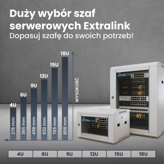 Obrázok pre Extralink Racková skříň 18U 600x450 Šedá montovaná na zdi