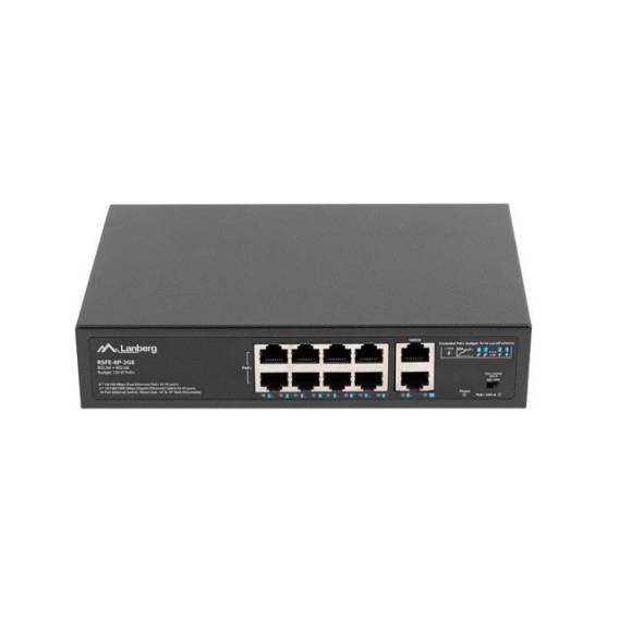 Obrázok pre Lanberg Switch PoE+ Rack 10"/19" RSFE-8P-2GE-120