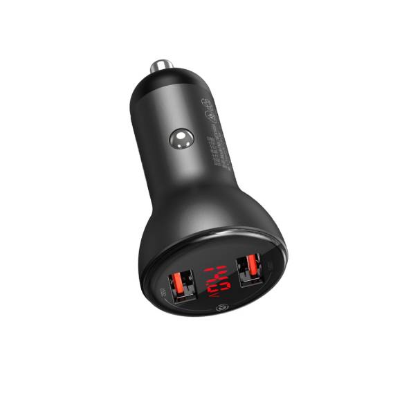 Obrázok pre Baseus autonabíječka s displejem, 2x USB, 4,8A, 24W (šedá)