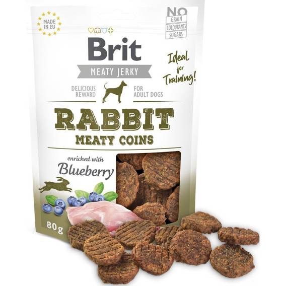 Obrázok pre BRIT Meat Jerky Coins Rabbit - pamlsek pro psa - 80g