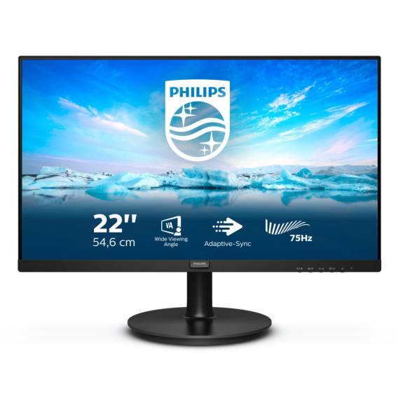 Obrázok pre Philips V Line 222V8LA/00 plochý počítačový monitor 54,6 cm (21.5") 1920 x 1080 px Full HD LCD Černá