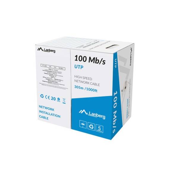 Obrázok pre LANBERG LAN UTP KABEL 100MB/S 305M DRÁT CCA ŽLUTÝ