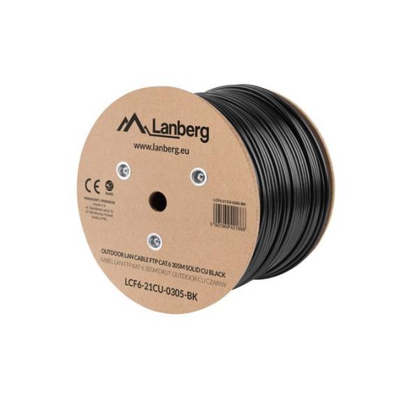 Obrázok pre Lanberg LCF6-21CU-0305-BK síťový kabel Černá 305 m Cat6 F/UTP (FTP) outdoor