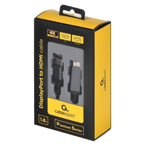 Obrázok pre Gembird CC-DP-HDMI-4K-6 adaptér k video kabelům 1,8 m DisplayPort HDMI Typ A (standardní) Černá