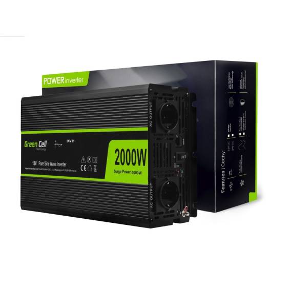 Obrázok pre Green Cell INV11 zdroj/transformátor Auto 2000 W Černá