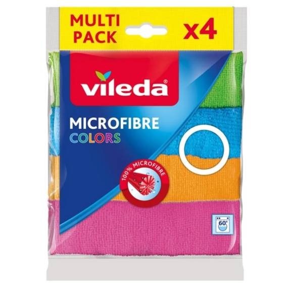 Obrázok pre Vileda 141413 čisticí hadřík Mikrovlákno Modrá, Zelená, Oranžová, Červená 4 kusů