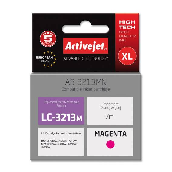Obrázok pre Activejet AB-3213MN inkoust do tiskárny Brother, Brother LC3213M náhradní; Supreme; 7 ml; magenta