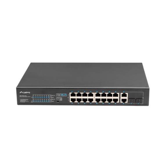Obrázok pre Lanberg Switch rack 19" POE+ 16x 100MB /2X COMBO  GIGABIT ETHERNET 150W