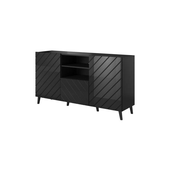 Obrázok pre Komoda ABETO 150x42x82 lesklá černá/černá