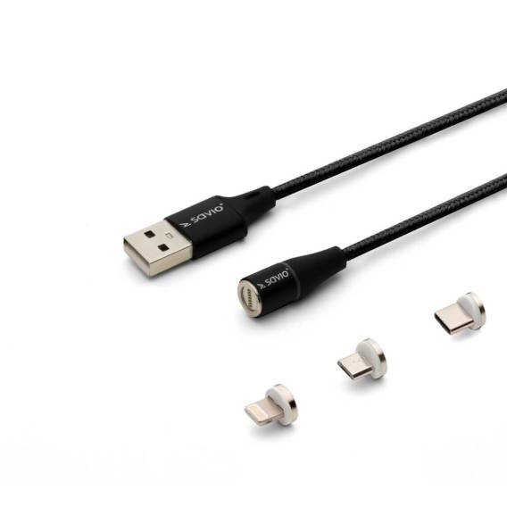Obrázok pre Savio CL-155 USB kabel 2 m USB 2.0 USB C Micro USB A/Lightning Černá