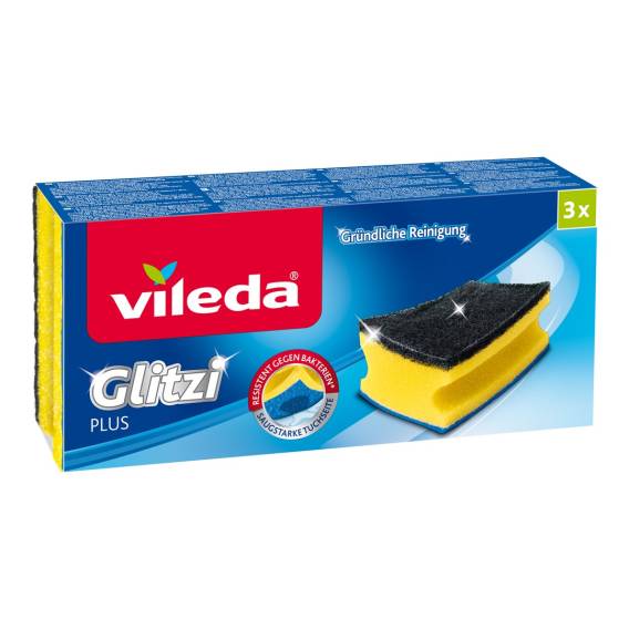Obrázok pre Vileda 138203 houba Obdélníkový Vlákno Černá, Modrá, Žlutá 3 kusů