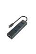 Obrázok pre Savio AK-57 USB-C - 3 x USB-A HUB s adaptérem RJ-45 Gigabit Ethernet, 5000 Mbit/s, šedý