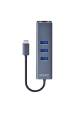 Obrázok pre Savio AK-57 USB-C - 3 x USB-A HUB s adaptérem RJ-45 Gigabit Ethernet, 5000 Mbit/s, šedý