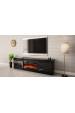 Obrázok pre RTV GRANERO + krbová skříň 200x56,7x35 černá/černý lesk