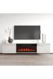 Obrázok pre Skříň RTV LUXE 182,6x34,5x37,5 bílá/lesklá bílá + černý krb